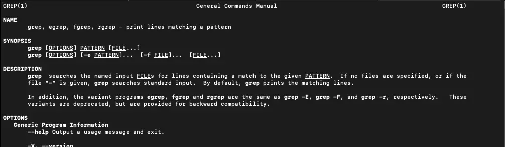 Grep manual screenshot