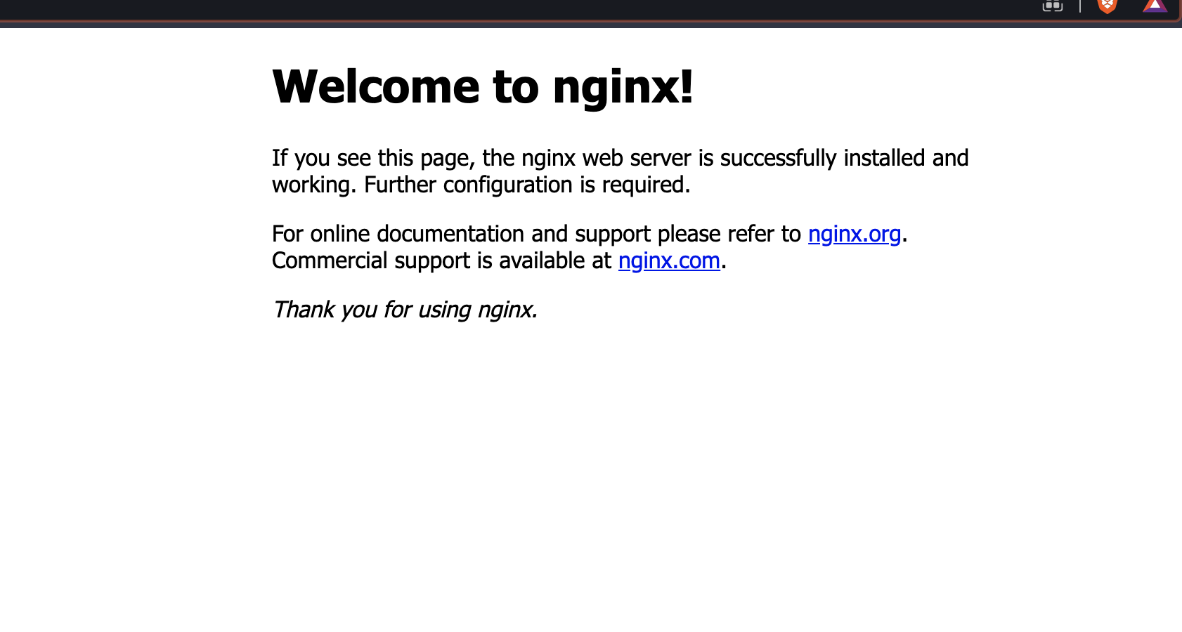 Nginx Welcome Message