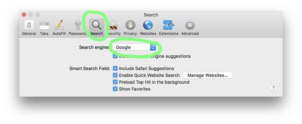 Safari Search Settings