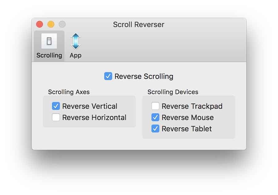 Reverse scrolling