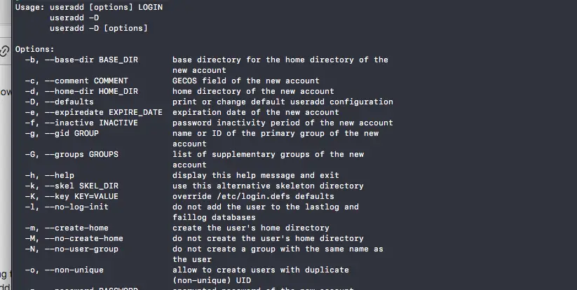 useradd options screenshot